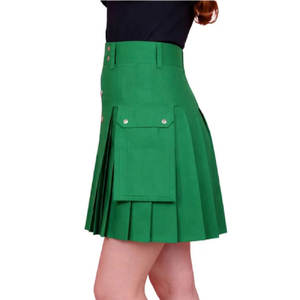 Kilt Cargo Vert Utilitaire pour Femme Style Écossais avec Poches – Vente en Gros Usine 2026 - Product Image 2