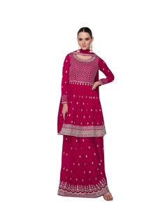 Dernier Designer Fab Zone Georgette Fil de Soie Broderie Travail Palazzo Costume Haute Qualité Lourd Ethnique Indien Robe Festive - Product Image 1