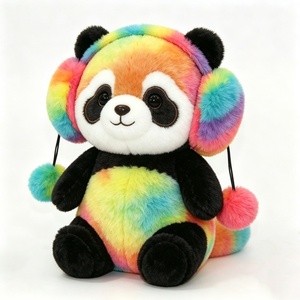 Peluche de panda rojo personalizado, peluche de panda rojo multicolor, peluche de panda rojo arcoíris, peluche de panda rojo con efecto tie-dye - Product Image 5