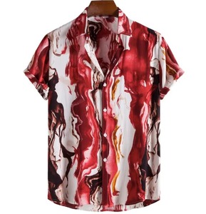 Nueva Camisa Hawaiana Estampada para Hombre, Cuello Solapa, Manga Corta, Holgada, Transpirable, Estilo Retro, Informal, de Playa, Poliéster/Algodón - Product Image 3