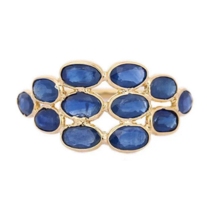 18K Yellow Gold Cushion Cut Natural Sapphire <b>Ring</b> <b>Resizable</b> Solid Gold - Product Image 1