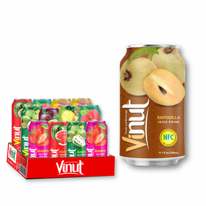 Bebida de Jugo de Sapodilla 330ml Lata de Aluminio Recién Exprimida Natural Sin Azúcar Añadido para Bebida de Marca Privada de Calidad Premium - Product Image 1