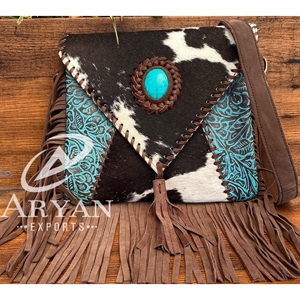 Última fábrica al por mayor en relieve de cuero de vaca con flecos bandolera para mujer personalizado moda espeleología bolsos de hombro de cuero - Product Image 1