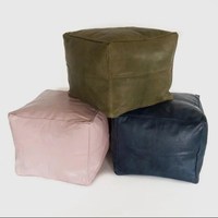 Pouf cube en cuir imperméable fait main, multicolore, style marocain, coussin de sol, repose-pieds moderne, extra doux, pour salon