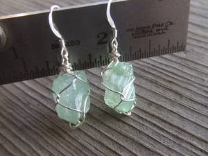 Pendientes de Calcita Verde Esmeralda Natural, Joyería de Cristal con Plata de Ley - Product Image 4