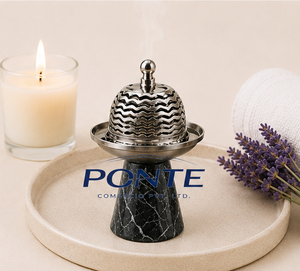 Quemador de Incienso de Mármol Negro Natural de Lujo con Domo de Acero Inoxidable, Bakhoor Árabe Mubkhar para Aromaterapia y Meditación - Product Image 4