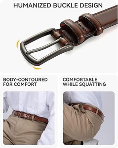 Ceintures habillées élégantes en cuir véritable pour hommes, vente en gros, ceintures décontractées pour jeans, nouvelle collection 2025, OEM, haute qualité, logo personnalisé, tendance - Product Image 4