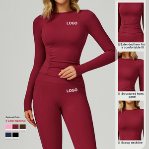 Conjunto Deportivo de Yoga Personalizado de Manga Larga, Secado Rápido, Ropa Deportiva para Mujer, Cintura Alta, Ropa de Gimnasio Ajustada, Conjuntos Deportivos para Correr y Hacer Ejercicio - Product Image 4