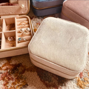 Wholesale Portable Velvet Jewelry Box Custom Logo Pink Small Square <b>Travel</b> Gift <b>Case</b> Blue Storage Organizer for Rings Necklaces - Product Image 4