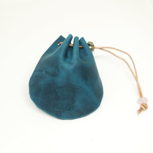 Handmade Leather <b>Dice</b> Pouch Drawstring <b>Bag</b> Teal Blue Portable Craft Gift for Gamers - Product Image 2
