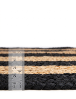Tapis rectangulaire fait main en jute noir et naturel, style moderne farmhouse
