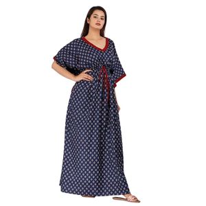 Camisón Largo de Algodón Suave para Mujer, Estilo Kaftan, con Cuello en V y Estampado Floral - Product Image 3
