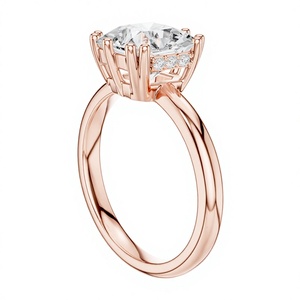 Bague en diamant taille radiant avec alliance en or rose pour femme, bijou élégant pour fiançailles et mariage, cadeau pour elle - Product Image 4