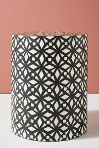 FAIZA CRAFT Handicraft Resin & Drum Side <b>Table</b> in Black Geometric Design 100% Handmade Hotel Living Room Furniture - Product Image 6
