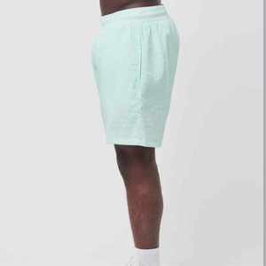 Men's Solid Mint Green Cotton Shorts Elastic Waist Casual Breathable With Pockets <b>Mid</b> Rise Woven Fabric - Product Image 5