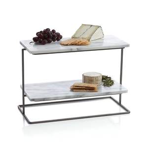 Soporte para aperitivos de mesa de mármol de dos niveles - Product Image 1