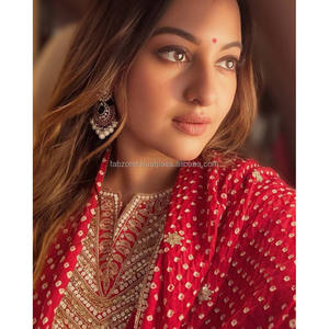 Conjunto Sharara de mujer de color rojo Sonakshi Sinha para bodas inspirado en la actriz - Product Image 3