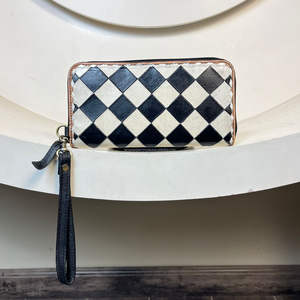 2025 bolso de cuero de vaca a cuadros hecho a mano elegante cuero texturizado billeteras cuero tarjeta de crédito teléfono titular embragues - Product Image 4