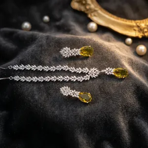 Bijou de corps Kajal fait main en diamant 10g, design rose et jaune, plaqué argent, luxe, confortable, facile à porter, excellente finition artisanale - Product Image 3