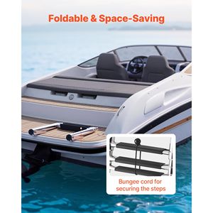 Scaletta Telescopica Pieghevole in Acciaio Inossidabile a 3 Gradini per Piscina, Capacità 600 Libbre, Accessori per Ingresso Posteriore - Product Image 5