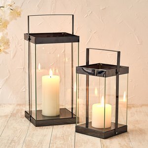 Wholesale Gloss Black Metal Glass <b>Hurricane</b> <b>Candle</b> Holder Tabletop Vase for Home and Events Decorations - Product Image 1