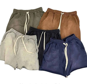 Shorts pour hommes style vintage délavés à l'acide, en tissu épais, avec cordon de serrage à la taille, personnalisables, vierges pour impression, vêtements d'été - Product Image 6