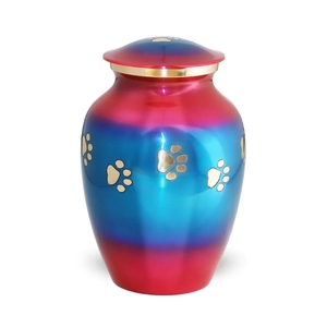 Urna para Cenizas de Mascotas de Latón Macizo con Esmalte Blanco Perla y Huellas Grabadas, Contenedor para Cenizas de Perros y Gatos - Product Image 3