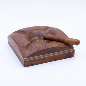 Cendrier rond en bois massif fait main, style vintage, pour la maison, le bureau ou la décoration d'hôtel - Product Image 4