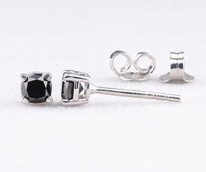 DailyWear Elegant <b>Cushion</b> Diamond Stud Earrings Solitaire 4-Prong Martini Studs Black Diamond Studs Dainty Earring For Gift - Product Image 3