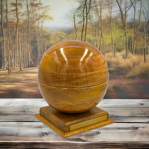 High Quality Handcrafted Wooden Cremation Urn for Human and <b>Pet</b> <b>Ashes</b> ODM OEM Round Wood Urn with Base for Memorial <b>Keepsake</b> - Product Image 4