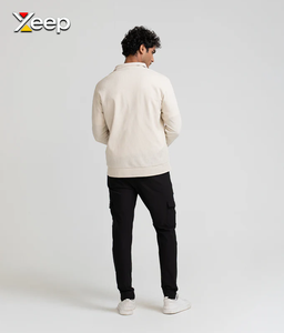 XEEP – Nouveau T-shirt personnalisé à manches longues pour homme, en jersey uni polyester/coton, brodé, avec fermeture éclair frontale, tricoté, 180 grammes - Product Image 2