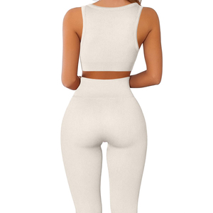 Ensemble de yoga pour femmes pas cher, tenue d'entraînement haut de gamme, tissu extensible, écologique, séchage rapide, 2 pièces, vêtements de sport légers, approvisionnement en gros - Product Image 2
