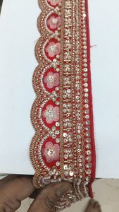 Premium Handcrafted Floral Embroidery Lace <b>Trim</b> with Pearl Decoration 100% Polyester Eco-Friendly Traditional Style - Product Image 3