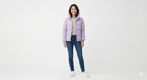 Plus Size Women's Puffer Jacket <b>Quilted</b> Zip up Winter Coat Stand Collar Lightweight Polyester Outerwear - Product Image 2