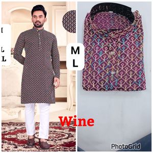 Men’s Cotton <b>Silk</b> Kurta with Multicolor Thread Work, Full Sleeves, Dual Side Pockets, Ethnic Festive Wear - Product Image 5