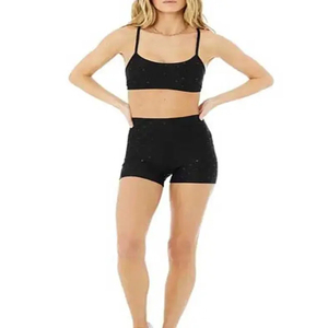 Women's Summer Casual Athletic Yoga Wear Sports Bra Gym Shorts 2-Piece <b>Set</b> Comfortable Fitness Outfits Solid Pattern - Product Image 3