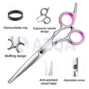 Professional Stainless Steel Hair Cutting and Thinning Scissors <b>Set</b> with Adjustable <b>Screw</b> and Finger Rest Salon Kit - Product Image 4