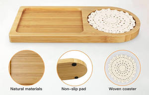 Plateau de service en bambou, assiette irrégulière pour café, thé, dessert, soucoupe à boisson, maison, camping - Product Image 4