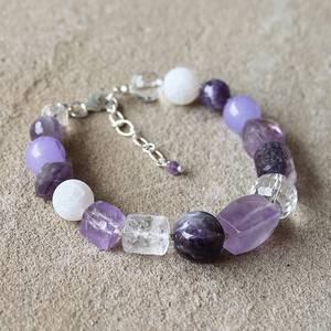 Luxury Natural Amethyst, Quartz, Jade Gemstone <b>Bracelet</b> 925 Sterling <b>Silver</b> <b>Adjustable</b> Crystal Customized Size beaded Jewelry - Product Image 4