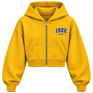 Sudadera con capucha corta con cremallera completa para mujer, estilo urbano, manga larga, informal, a la moda, venta al por mayor - Product Image 1