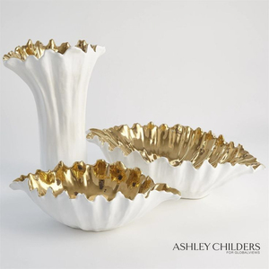 Cuencos Metálicos de Primera Calidad Blancos con Borde Dorado, Hechos a Mano, Elegantes Jarrones Decorativos, Centro de Mesa para Bodas a un Precio Impresionante - Product Image 1