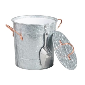 Handmade Metal Galvanized Round Shape Container Grey Latest Design Stylish Durable and Functional Kitchen <b>Storage</b> From India - Product Image 1