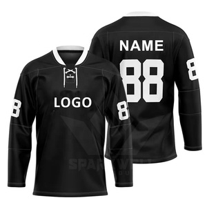Custom Men's White Red Ice Hockey Jersey Front Logo Number Full Sleeve Breathable Mesh Sublimated 100% Polyester Quick Dry - Product Image 4