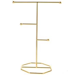 Gold Round Metal Jewelry Stand With Mesh Display For Earrings Home Decor Bedroom Use Modern Design Durable Base - Product Image 4