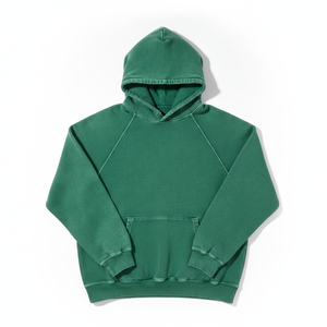 Sudadera con Capucha de Felpa Francesa de Algodón Verde Sólido para Hombre, Corte Regular, Informal, con Bolsillo, Manga Raglán, para Otoño - Product Image 6
