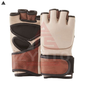 Nouveaux gants de combat demi-doigts en cuir respirant pour la boxe, le kick-boxing et l'entraînement MMA - Product Image 4