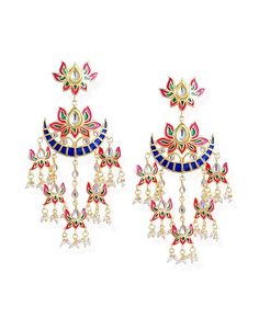 Pendientes Colgantes de Cristal con Imitación de Perlas, Diseño Geométrico Étnico, Chapados en Plata, para Mujer - Product Image 3