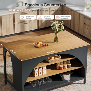 Islas de Cocina de Madera de Acacia de Vietnam, Color Natural/Blanco/Negro, con Almacenamiento, Móviles, de Aspecto Moderno - Product Image 5