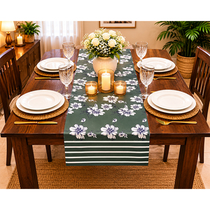 100% Cotton Printed <b>Table</b> <b>Runner</b> | Botanical Leaf Pattern <b>Dining</b> <b>Table</b> <b>Runner</b> | Decorative <b>Table</b> Linen for Home & Events - Product Image 5