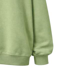 Sweat-shirt en molleton vert clair surdimensionné pour femme, col montant, imprimé fil barbelé, pull décontracté, streetwear d'hiver, coupe ample - Product Image 6